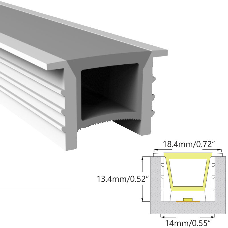 14*14mm Flexible Silicone LED Strip Diffuser Cover With Flange For 10mm PCB